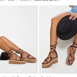 Black lace up platform